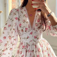 Floral Print A-Line Mini Dress 