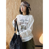 long-sleeved T-shirt loose shoulder top
