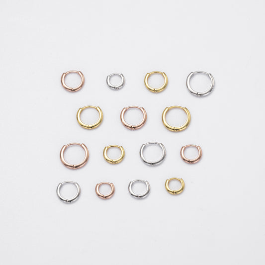 S925 Sterling Silver Glossy Simple Plain Ring Versatile Earrings