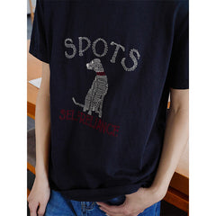 Fun Dog, Cute Cartoon Embroidered Skinny Short Sleeve T-Shirt