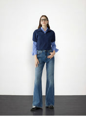 Women's High Waist Flared Pants Narrow Wide Leg Pants