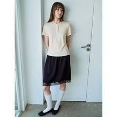 New Casual Tencel Linen Short Simple Versatile Henry Neck Short Sleeve T-Shirt