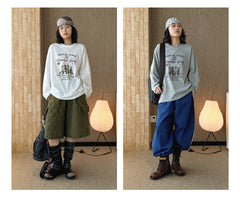 long-sleeved T-shirt loose shoulder top