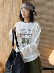 long-sleeved T-shirt loose shoulder top