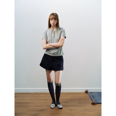 New Casual Tencel Linen Short Simple Versatile Henry Neck Short Sleeve T-Shirt