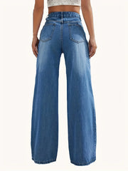 solid color jeans women's straight wide leg pants casual all-match