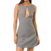 Elegant Lace Sleeveless Mini Dress with V-Neckline and Flared Skirt for Cocktail Party and Special Occasions