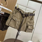 Loose Retro Streetwear Work Skirt Short Pants High Waist Slimming Sexy Early Autumn New Style Pure Color Cotton Denim Skirt