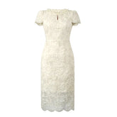 Elegant Romantic Midi Party Dress Women Sweet Floral Embroidery Hollow Out Slim Robe Female s Formal Gatherings Vestidos