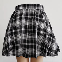 Gothic Sweet Women Pleated Skirt Fashion Plaid Mini High Waist Chic Skirt