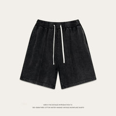 Retro American Washed Shorts Loose Hot Sale Of The Season Summer Trendy Hip Hop Casual Sports Unisex Five-Quarter Pants Cotto...