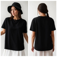 Cotton Short Sleeve Tops 220 Grams Heavy T-shirt Y2k Casual Comfortable Tee Shirt Black & White O-neck Woman Clothing YH2532