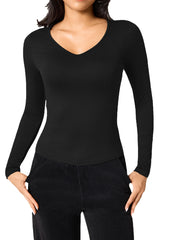 Women's Athletic Long Sleeve Tee V-Neck Super Soft T-Shirt for Workout Running Yoga