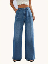 solid color jeans women's straight wide leg pants casual all-match