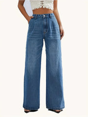 solid color jeans women's straight wide leg pants casual all-match