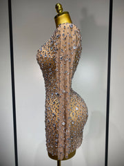 Sparkling Diamond Elegant Party Short Dress Celebrity Evening Party Prom Dress Nightclub Stage Outfit Luxury Birthday Dress