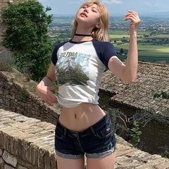 Sexy Low Waist Women Denim Shorts American Lady Y2K Elastic Slim Fit Hot Pants Female Embroidery Wrapping Jeans