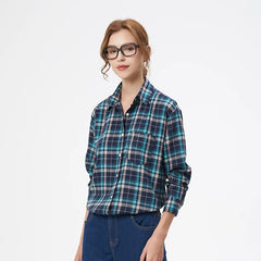 Women's Plaid Shirt Casual Female Long Sleeve Blouses and Tops Fresh College Style Lady Checked Shirts Clothes