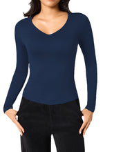 Women's Athletic Long Sleeve Tee V-Neck Super Soft T-Shirt for Workout Running Yoga