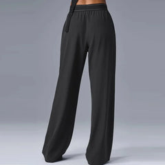 Women Casual Yoga Pants Quick Dry Straight Leg Lightweight Summer Trousers with Reflective Logo Soft Comfortable Activewear