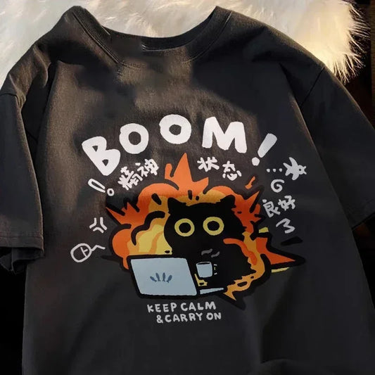 Kawaii Cartoon Print Oversized Unisex Y2K Tee