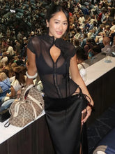 Tassel Applique Crop Tops Women Single-Breasted Half-High Neck Tassel Midnight Hottie Versatile Street Skinny T-Shirt