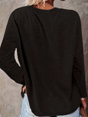 100% pure cotton women's spring and autumn loose comfortable cartoon cat graphic printed long sleeved round neck T-shirt