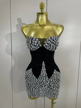 Elegance Sparkly Diamonds Black Mesh Velvet Short Dress Women Celebrate Evening Birthday Party Performance Photoshoot Stage Wear