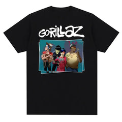 Music Band Gorillazs Punk Rock Print T Shirt 90s Casual Fashion Short Sleeve Plus Size T Shirt Unisex
