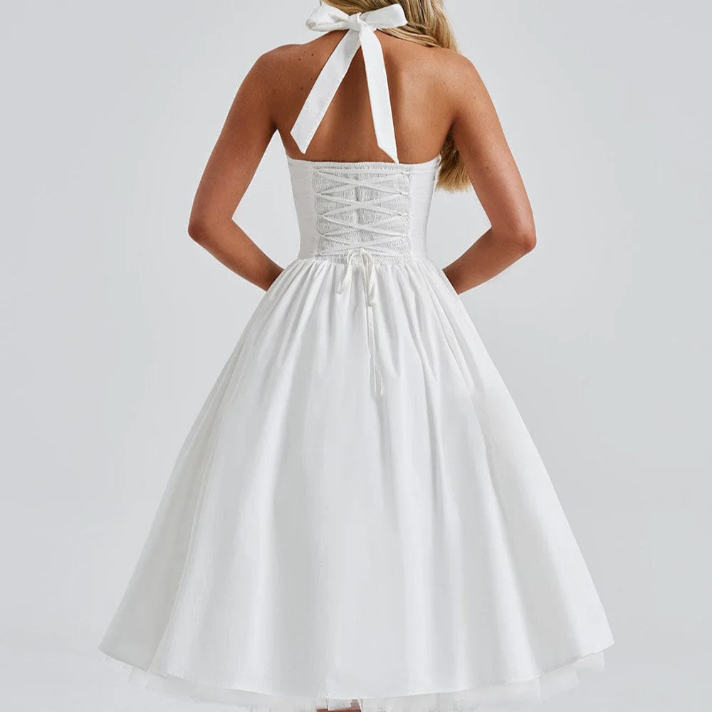 New Women's Midi Woven Casual Solid Puff Skirt Dresses Breathable A-Line Silhouette for Spring and Summer