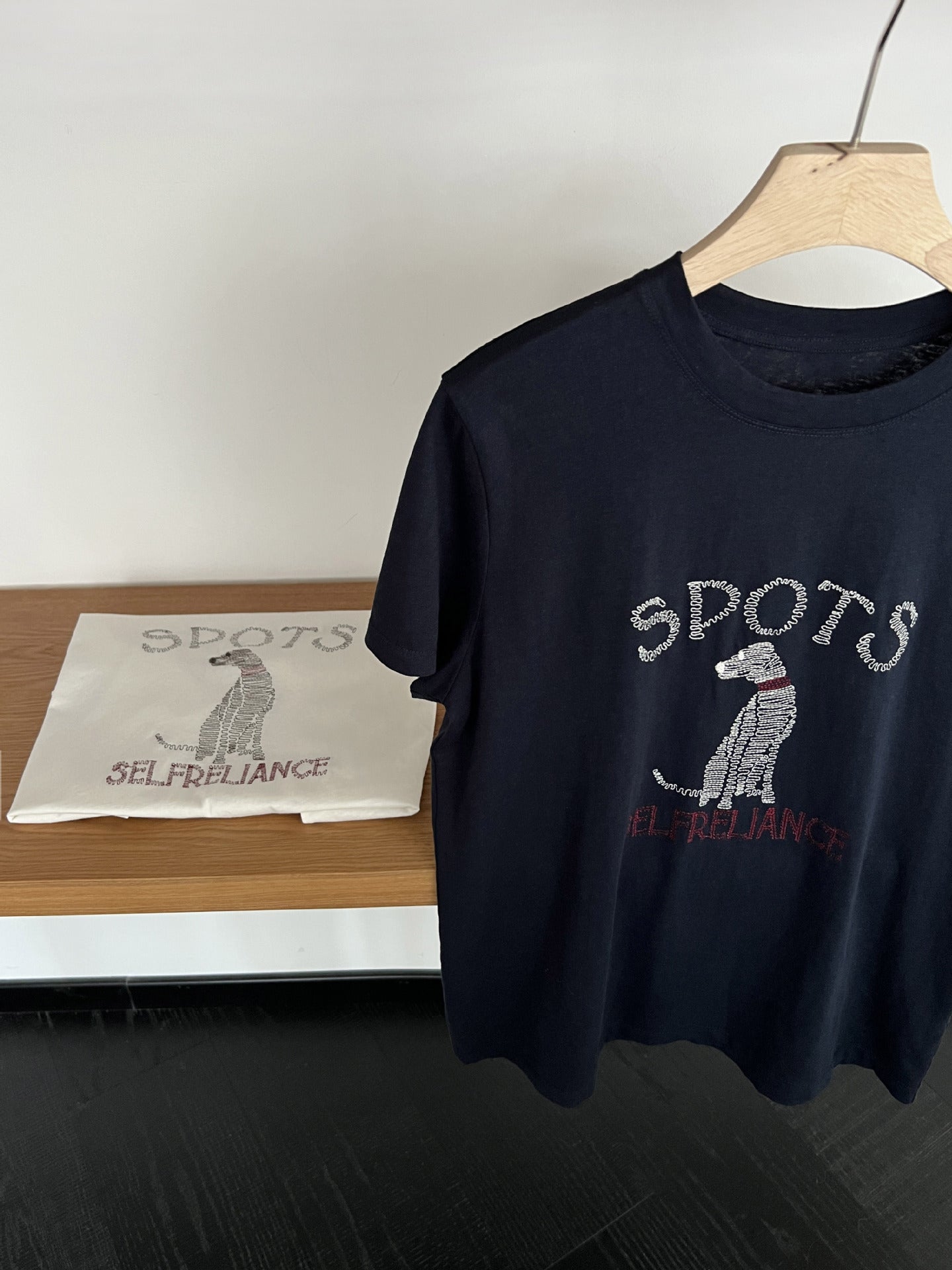 Fun Dog, Cute Cartoon Embroidered Skinny Short Sleeve T-Shirt