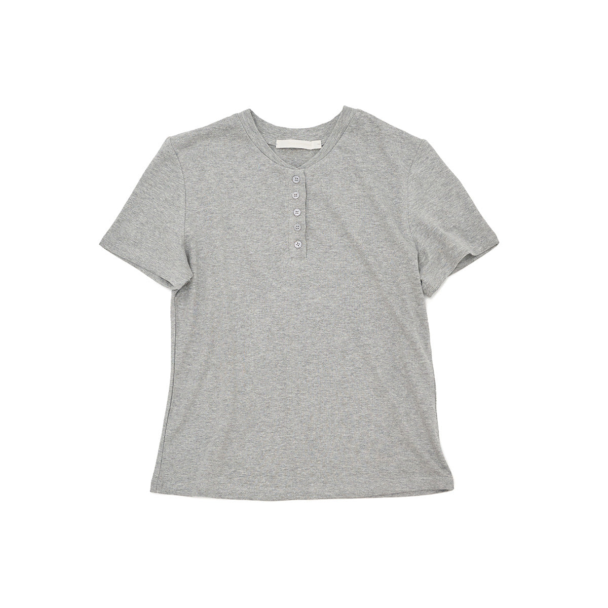 New Casual Tencel Linen Short Simple Versatile Henry Neck Short Sleeve T-Shirt
