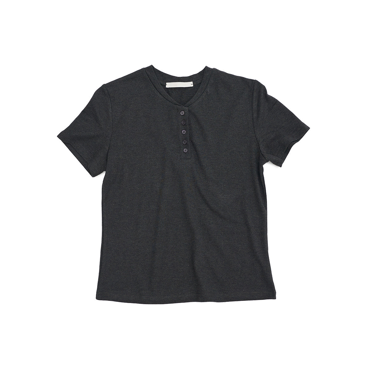 New Casual Tencel Linen Short Simple Versatile Henry Neck Short Sleeve T-Shirt