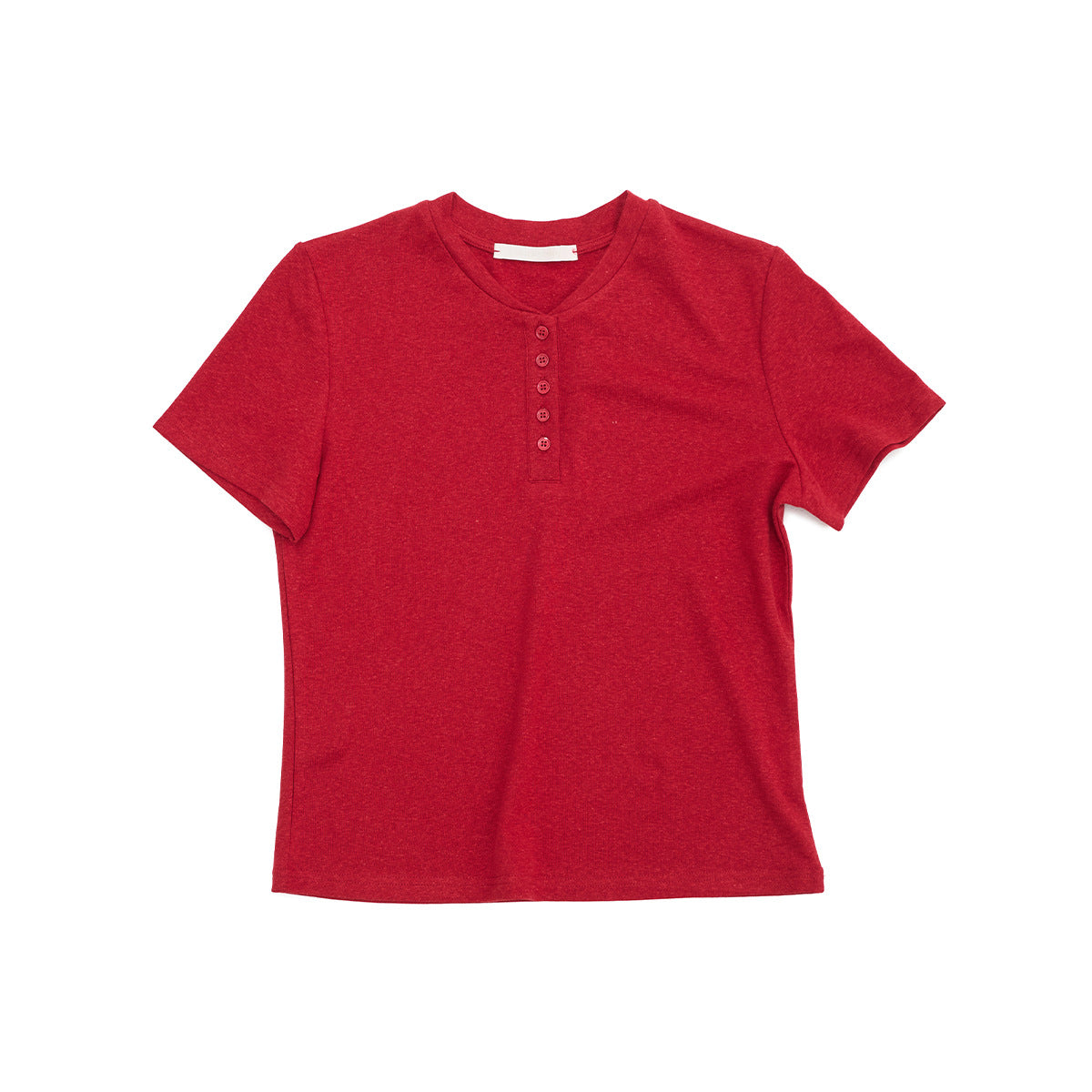 New Casual Tencel Linen Short Simple Versatile Henry Neck Short Sleeve T-Shirt