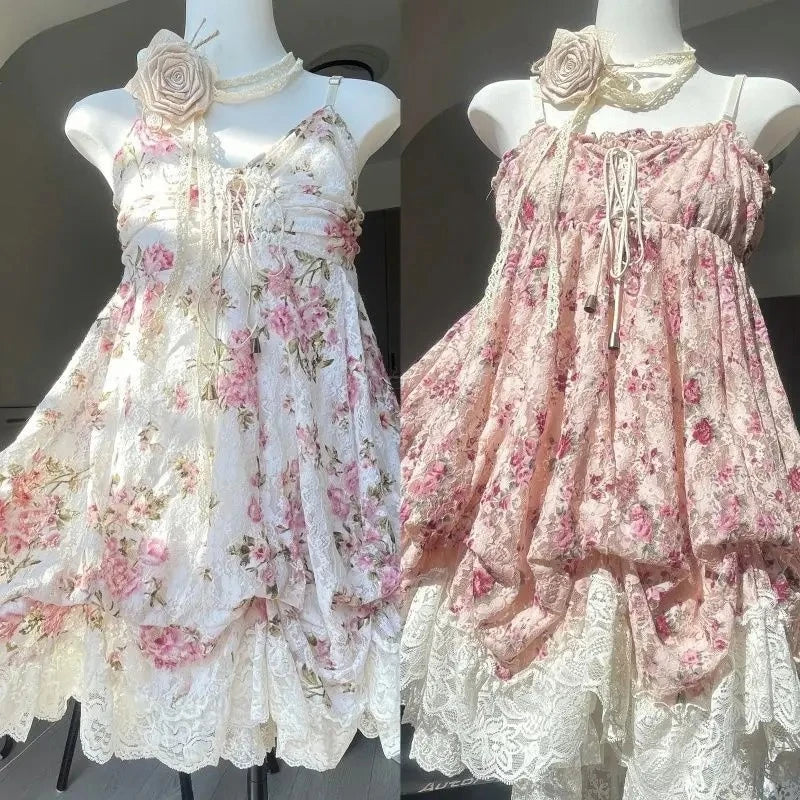 2000s Gothic Vintage Mini Dress Women Sleeveless Strap Party Dress Evening Lace Retro Cltohing Japanese Y2k Black Chic Lolita