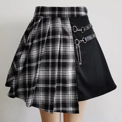 Gothic Sweet Women Pleated Skirt Fashion Plaid Mini High Waist Chic Skirt