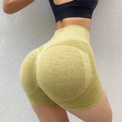 Women High Waist Workout Shorts Butt Lifting Tummy Control Ruched Booty Smile Yoga Short Pant