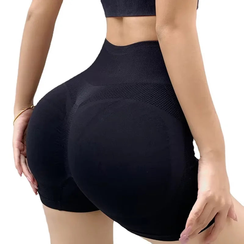 Women High Waist Workout Shorts Butt Lifting Tummy Control Ruched Booty Smile Yoga Short Pant