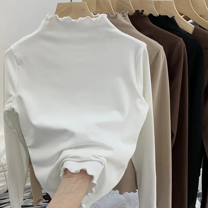 Vintage Women Fake Two Piece Top O-neck Stripe Button Long Sleeve T-shirt Spring Autumn Casual Loose Base Layer Shirt Versatile