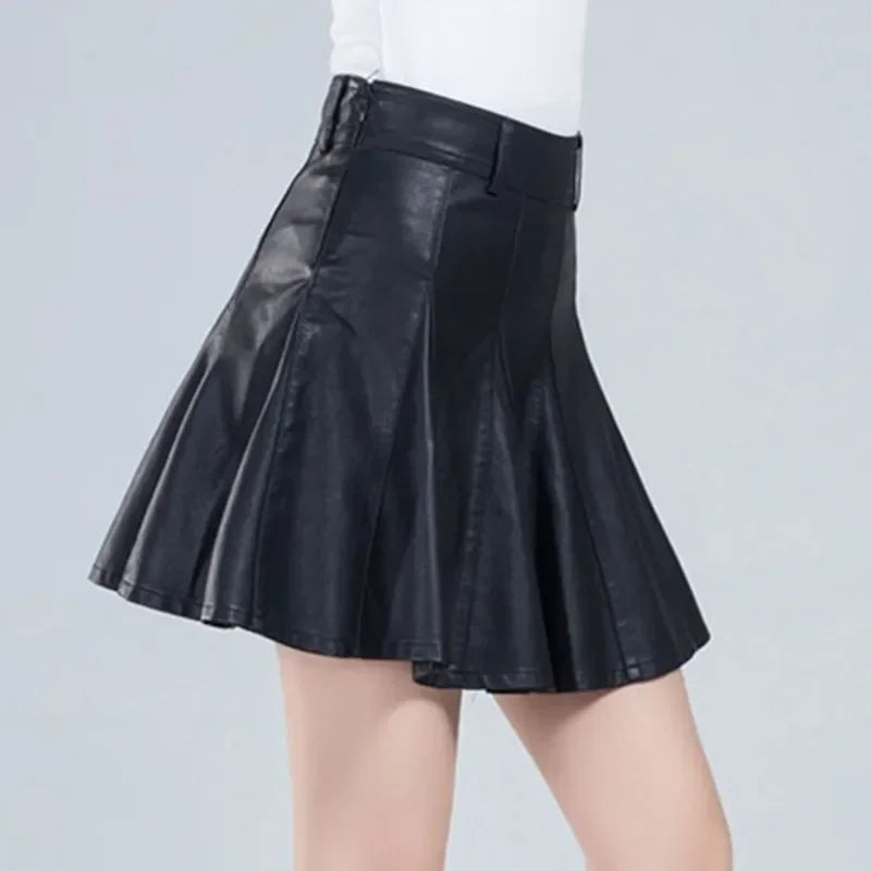Woman Skirts Elegant Plus Size New Fashion Korean Style Genuine Real Leather Skirts High Waist Mini Skirt Womens Sexy Skirt