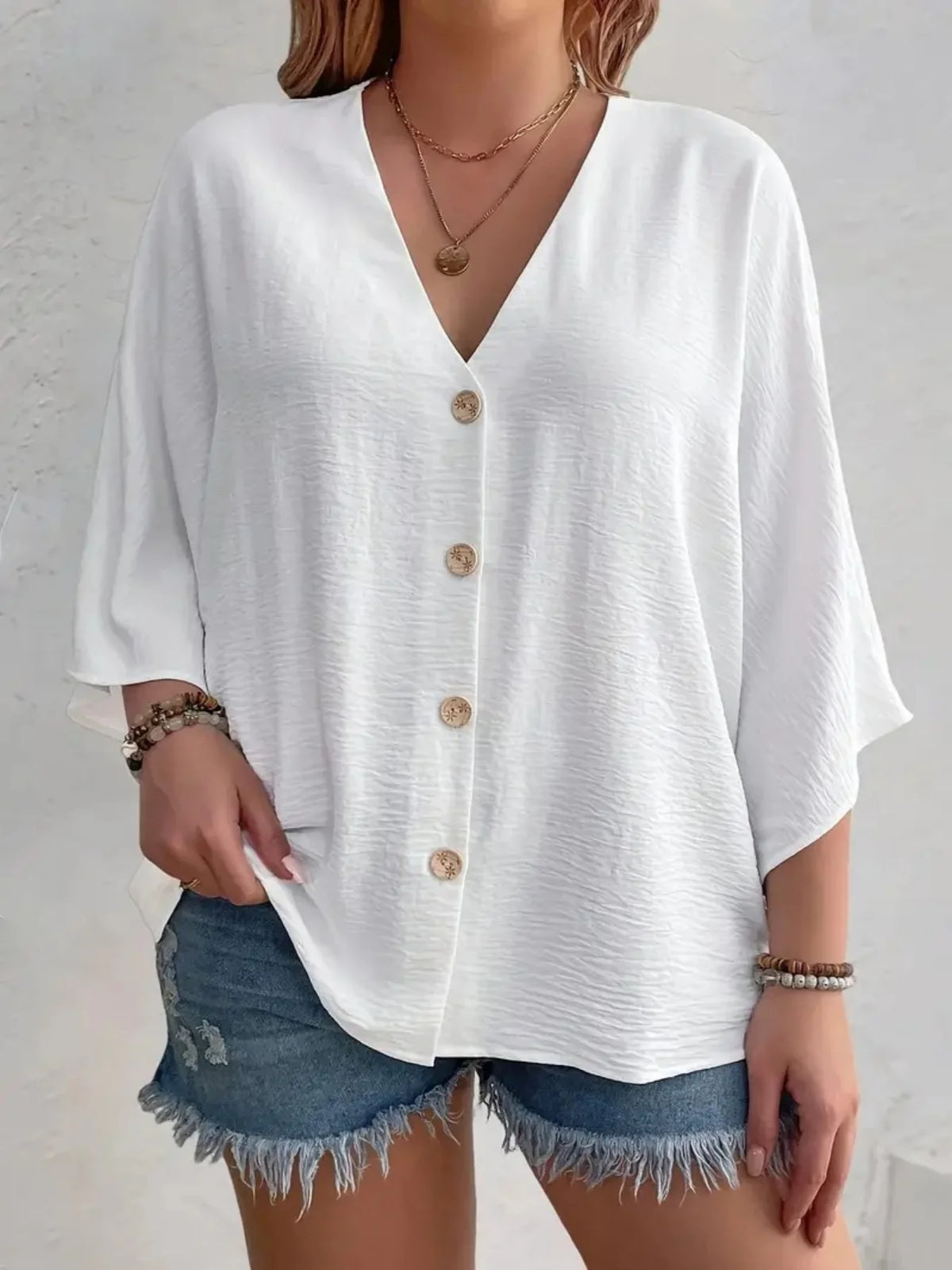 Plus Size 2025 New Fashion Women's Tops Loose V-Neck Long Sleeve T-Shirt Spring Summer Elegant Solid Color Casual Blouse