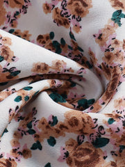 Vintage Ditsy Floral Tiered Skirt Elastic High Waist Ruffle Hem Midi Skirt for Daily & Vacation