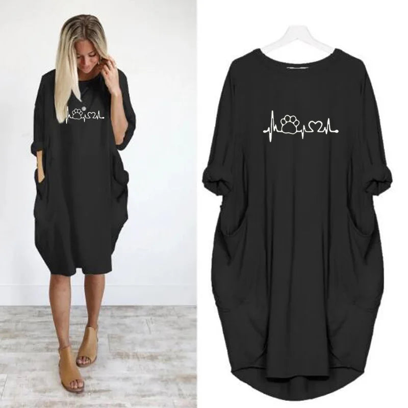 Women's Loose  Long Sleeved Summer Plus Size Dress