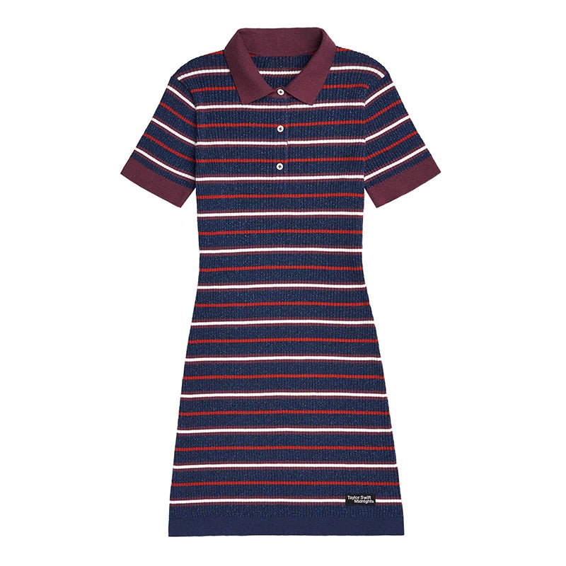 Taylor Rooting For The Anti-Hero TS Knit Polo Dress Women Short Sleeves Midi Dress T-Shirt One-Piece Long Dresses Summer Clothes