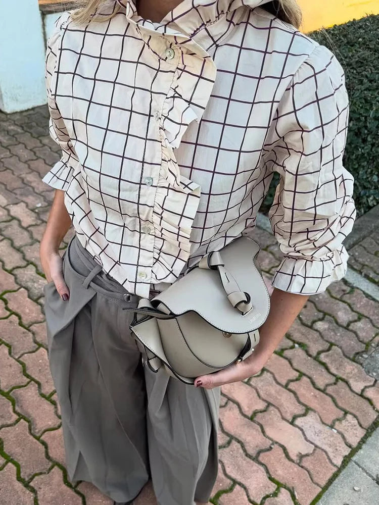 Casual Stand Collar Blouses for Party Female Elegant Tops Clothes