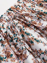 Vintage Ditsy Floral Tiered Skirt Elastic High Waist Ruffle Hem Midi Skirt for Daily & Vacation