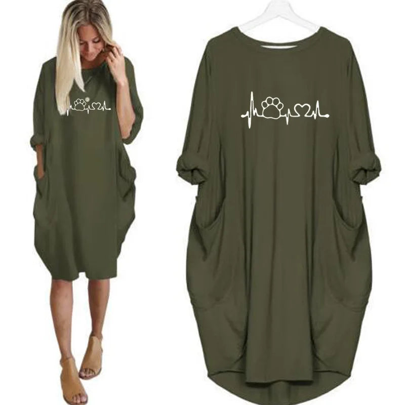 Women's Loose  Long Sleeved Summer Plus Size Dress