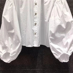 Spring New Fashion Puff Sleeve Shirt Peter Pan Collar Blouses Women Ladies Tops White Shirts Vintage Female Korean Blouse