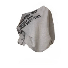 Sexy Oversize T shirt Women Streetwear Letter Print Skew Collar Off Shoulder Long sleeve Basic Top Korean Fashion Loose T-shirt