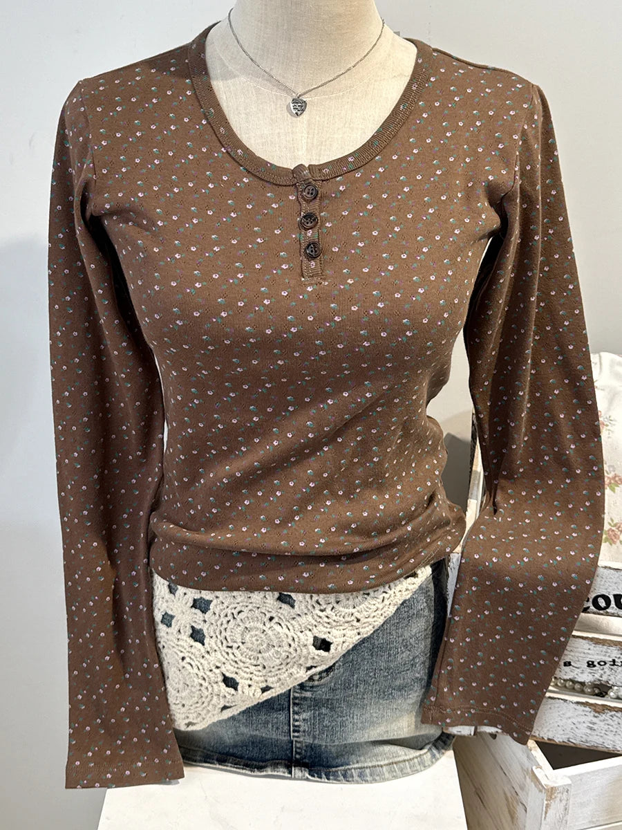 Sweet Button Long Sleeve Tees Women Spring New Cotton Rose Pink Striped Slim Zelly Tops Simple Chic Preppy Style T-shirts